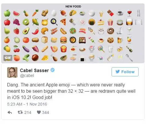  这些是ios10.2测试版本中增加和重新设计的emoji表情
