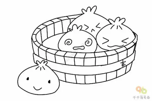  创意卡通表情包包子简笔画