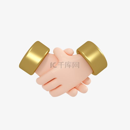  3d金色微立体手表情握手素材图片免费下载千库网