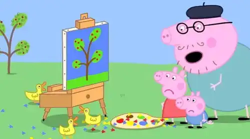  小猪佩琪小鸭子们把猪爸爸和孩子的画给毁了