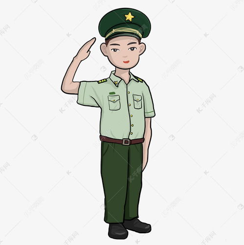  表情升国旗敬礼军人卡通素材图片免费下载千库网表情