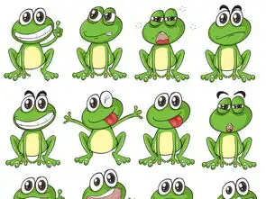  可爱动物卡通青蛙表情包矢量素材图片ai模板下载0.91mb动物大全自然...
