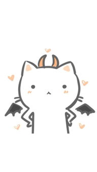  卡通插画白色猫恶魔角苹果手机高清壁纸1080x1920爱思助手