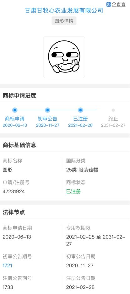  微信吃瓜表情包被一农业公司抢注商标