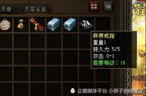  在传奇世界里,怪物掉落千篇一律,即便是魔甲虫,也爆麻痹戒指