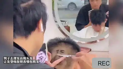  男子去理发店剪头发,让发型师按照表情包剪发