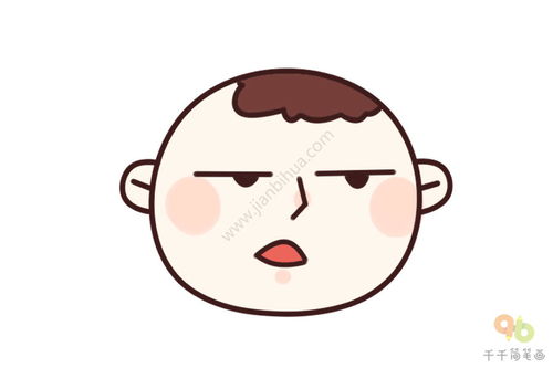  人物表情包呆呆的男孩简笔画